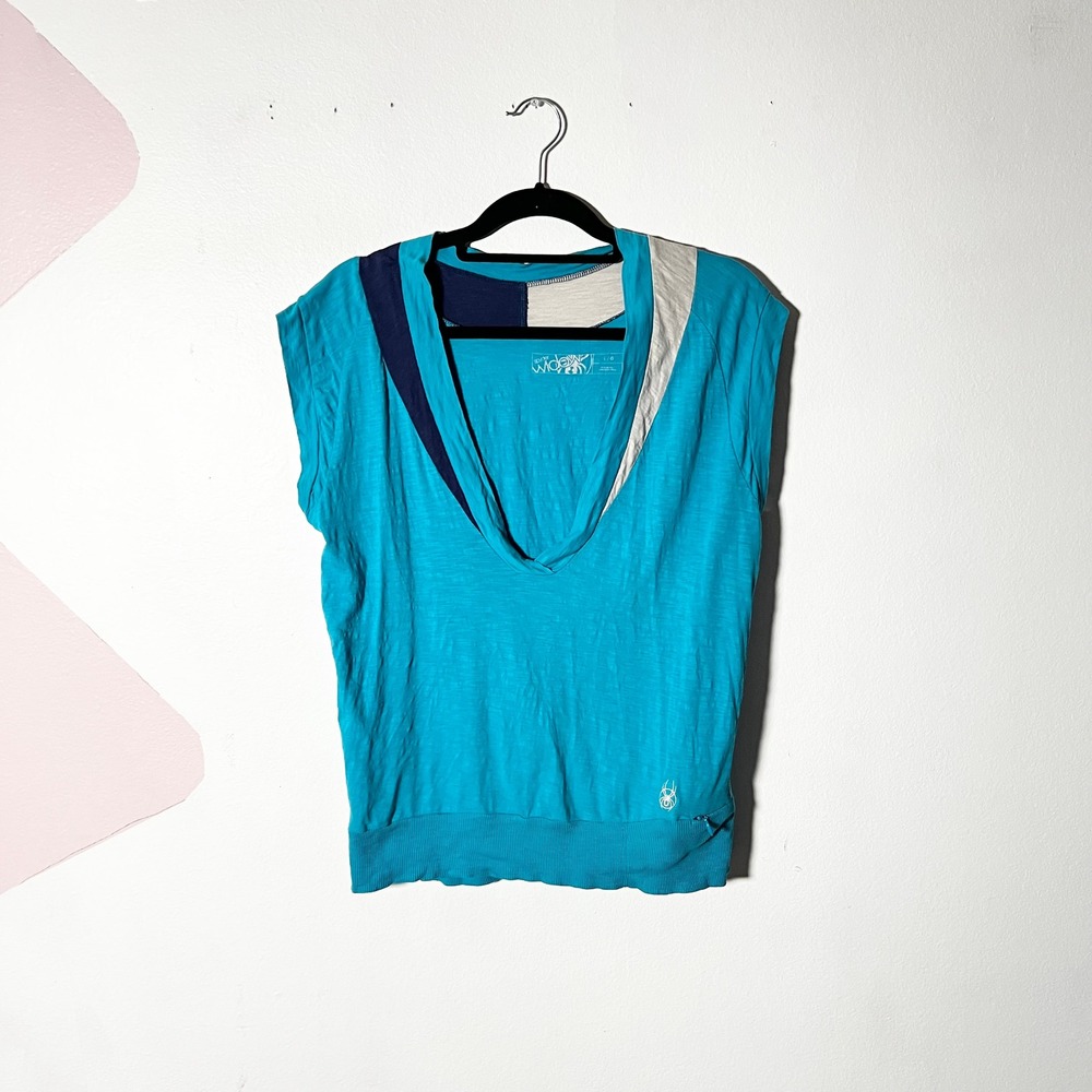 Vtg Y2k Spyder Workout Top Womens Large Turquoise 2000s Athleisure 90s